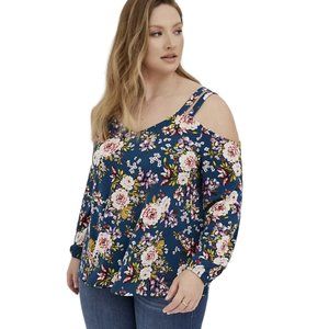 --ON HOLD--NWOT Size 1 Floral Cold Shoulder Balloon sleeve top